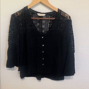 Lovestitch Black Crochet Detail Blouse